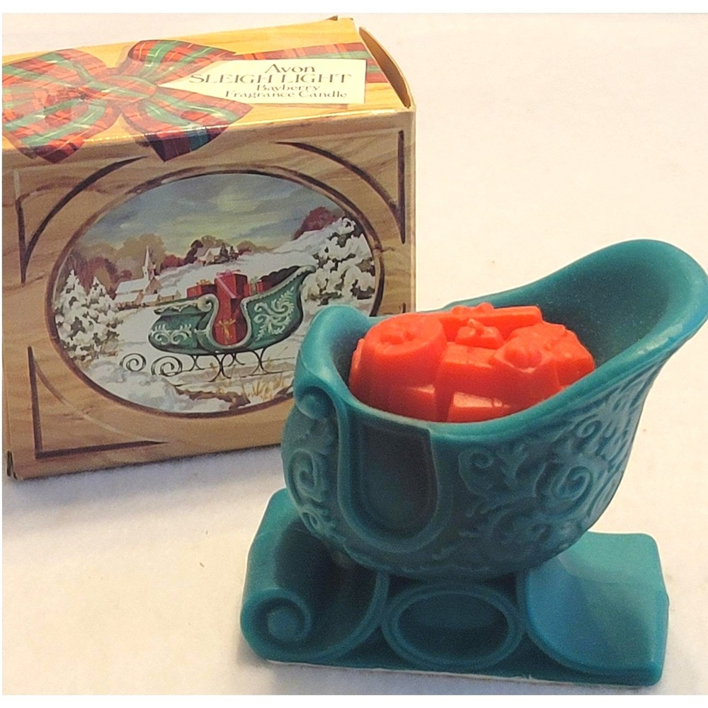 VTG Avon Sleigh Christmas Light Bayberry 1970s Collectible CandleDisplay w/ Box